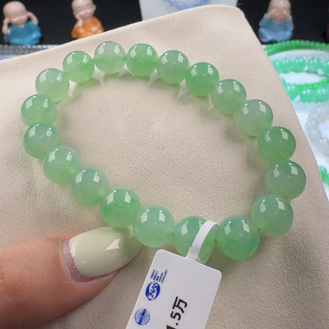 翡翠手链未镶嵌甜阳绿单圈10mm