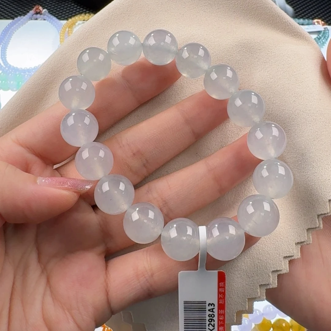 翡翠手链未镶嵌冰蓝钢手串卡12-13.2