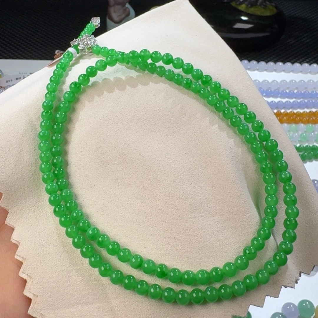 翡翠手链未镶嵌冰阳绿卡4.2到4.9