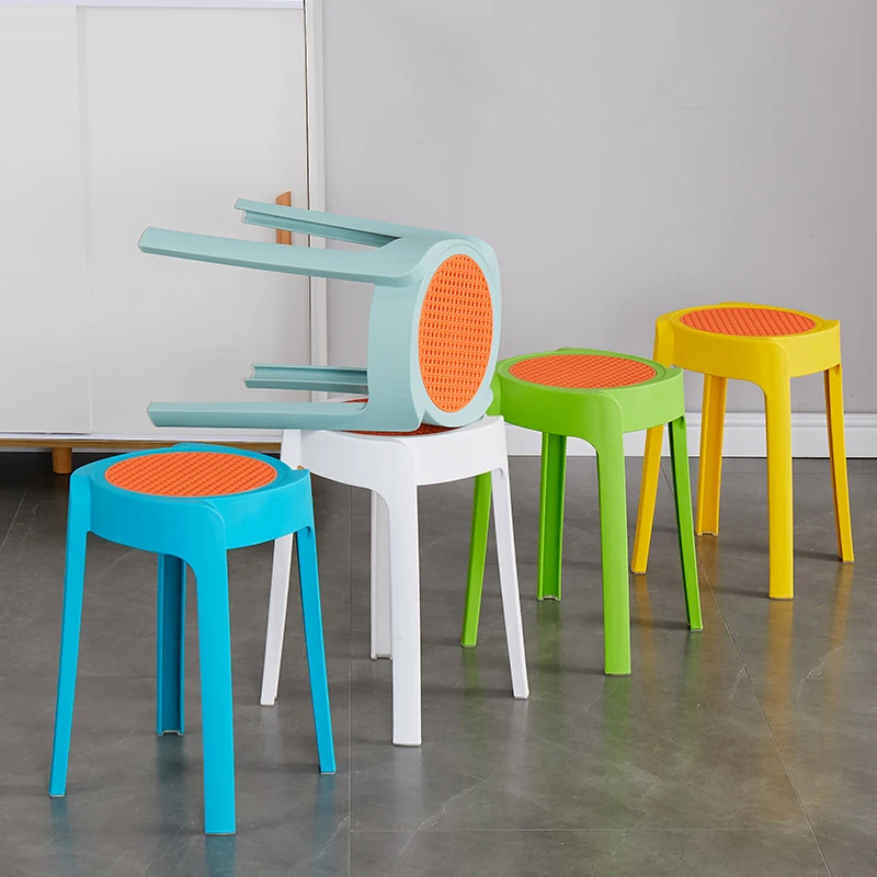 家用凳子加厚塑料可摞叠收纳餐桌板凳风车凳高圆凳胶凳子简约椅子