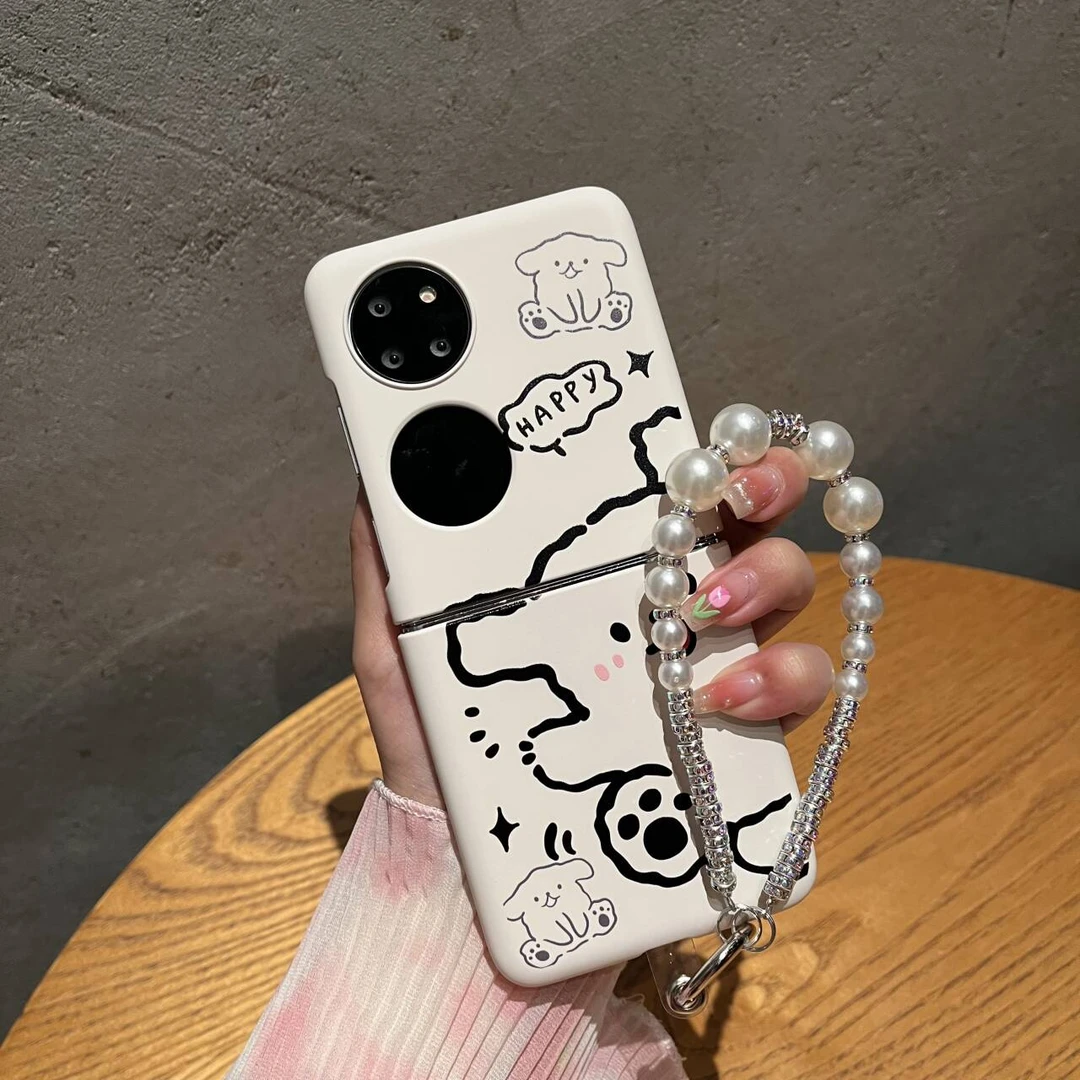 适用华为p50pocket手机壳折叠屏保护套防摔超薄可爱卡通小熊少女
