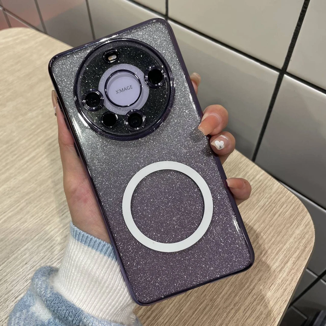 回视适用于华为mate60磁吸手机壳mate60pro简约ins闪粉磁吸防摔壳