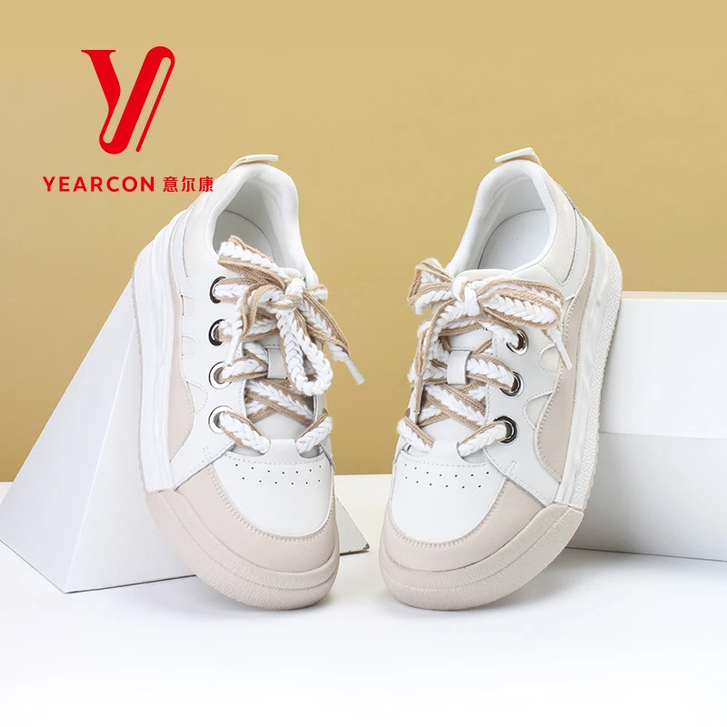意尔康女鞋单鞋板鞋防滑软底鞋时尚单鞋百搭浅口中跟通勤22371Y