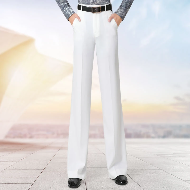 白色摩登裤男士直筒专业舞蹈裤子新款交谊舞男士舞裤高级拉丁舞裤