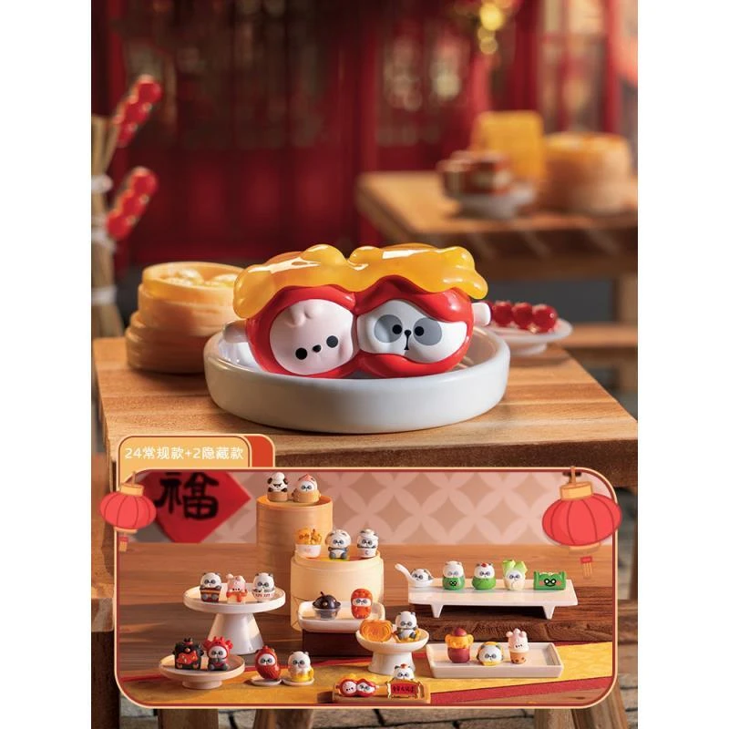 【主播代拆】耙老师中华大饭店熊猫贴贴乐冰箱贴公仔潮玩手办周边