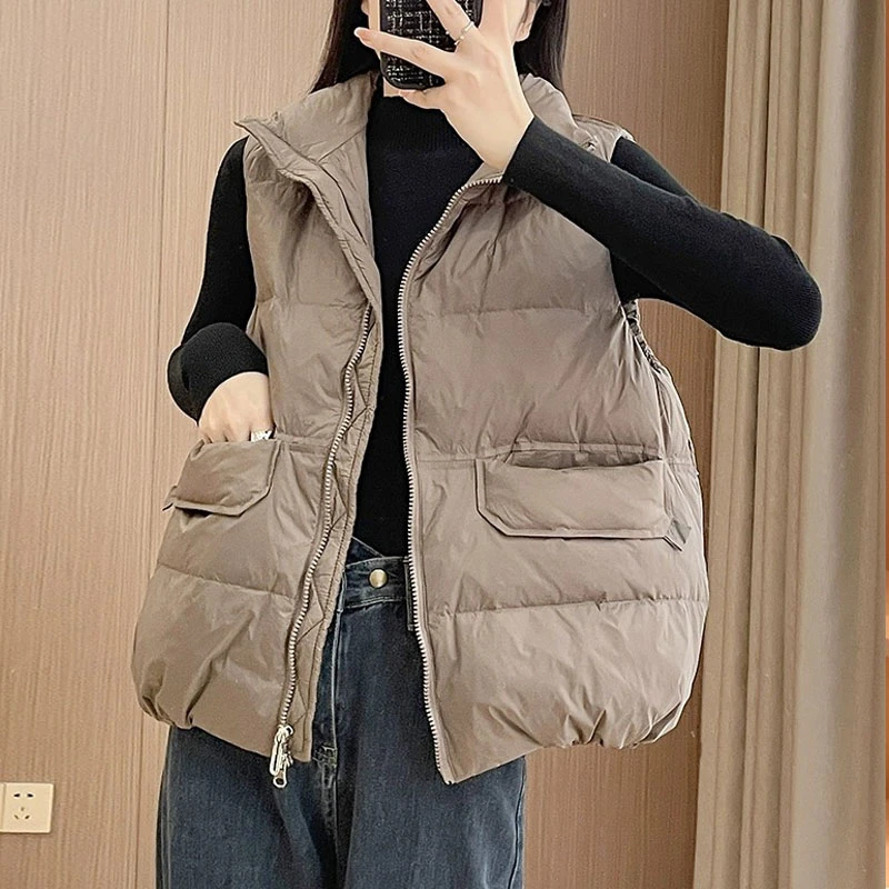 鸭绒马甲女外穿2025新款洋气百搭时尚秋冬款宽松白鸭绒坎肩韩版