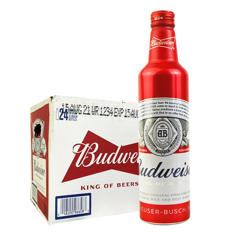 美国进口Budweiser/百威铝瓶啤酒拉格型黄啤473ml*24瓶