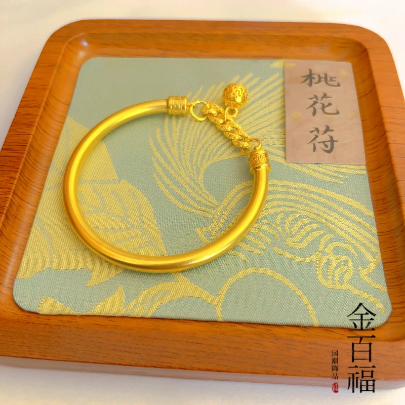 铜合金手镯 【精工版】古法国潮宫铃手镯 女实心传承手镯铃铛挂坠链