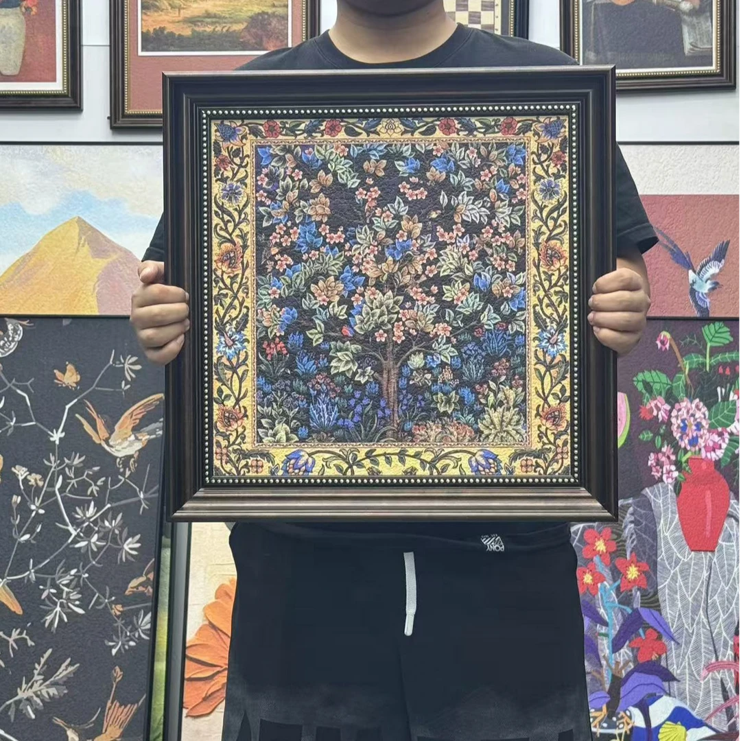 现代简约比利时挂毯背景墙画壁毯《生命之树》客厅卧室装饰画5050