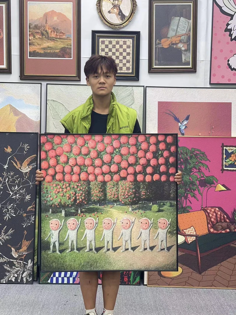 杨媛媛潮牌游园艺术版画复刻现代客厅艺术装饰画潮流版画8080