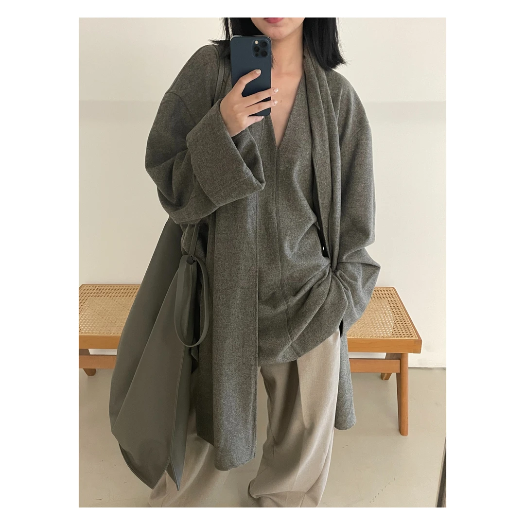 YEARLY PLAN落肩廓形气质飘带百搭时髦上衣 1535192