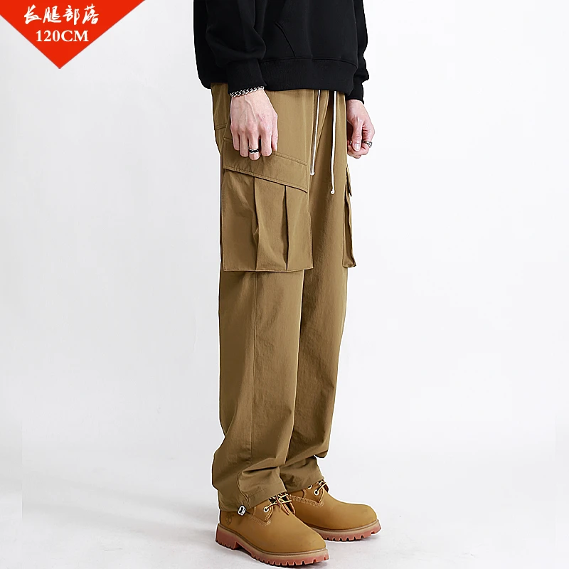 美式机能加长工装裤男潮流弹力120CM直筒裤190高个子男生伞兵裤子