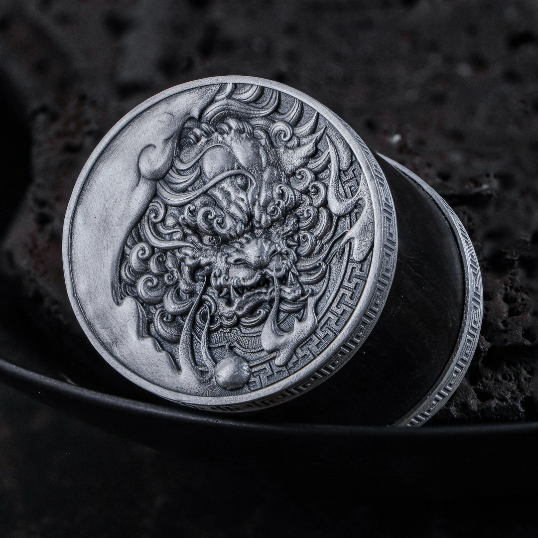 境秋唐狮盖置复古手工创意家用精美手把件茶道