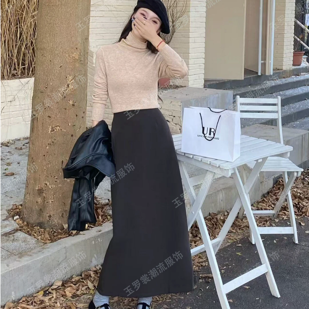 2024冬季西装半身裙优雅高腰包臀时尚显瘦开叉直筒裙女5036/5088