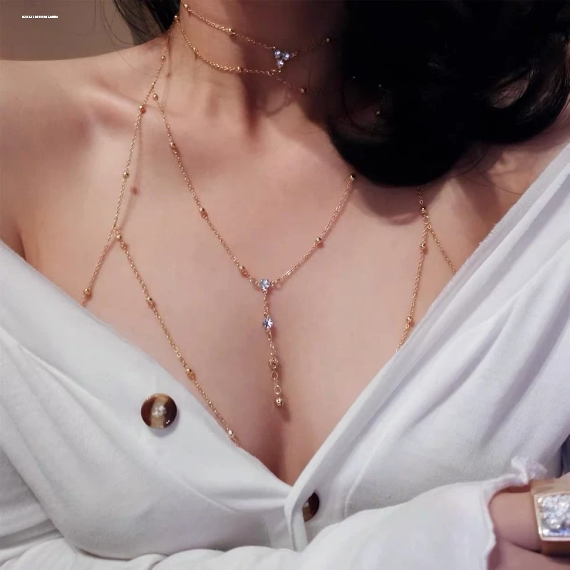 合金项链 胸链身体链欧美bodychain性感比基尼后背链露背装配饰