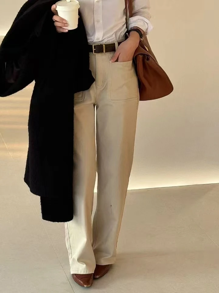 La fleur éternelle｜直筒磨毛仔裤 休闲简约高腰加绒有弹力