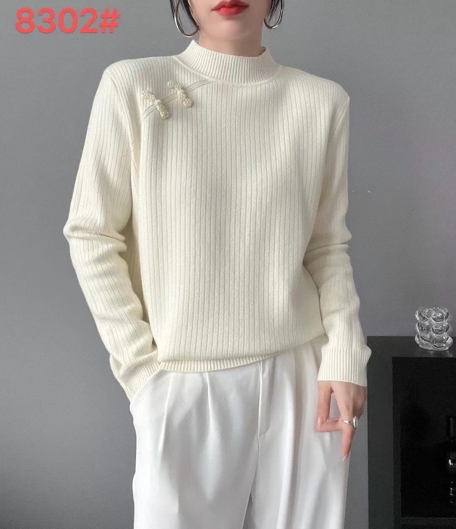 女装冬季新款加绒加厚一体绒国风时尚休闲打底毛衣