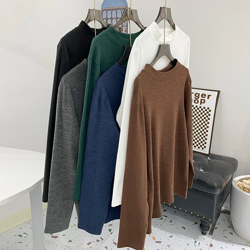 （清）秋冬男士中领时尚百搭双面保暖打底衫加厚内搭半高领长袖大码