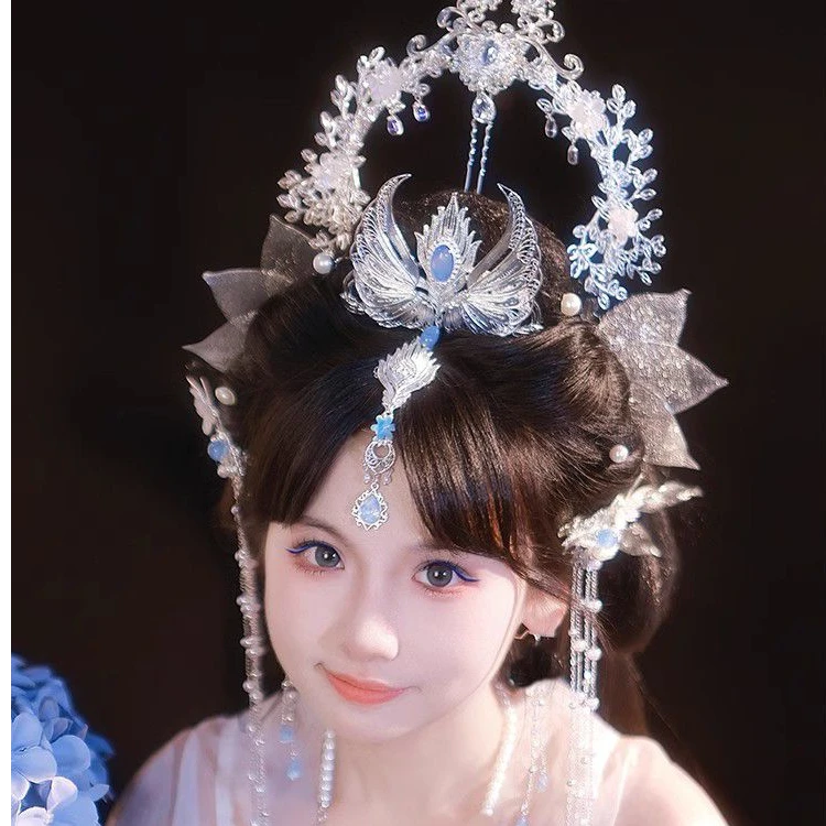 【银莲小妖】古风头饰银色异域仙气圣母光环汉服发冠发梳女仙发夹