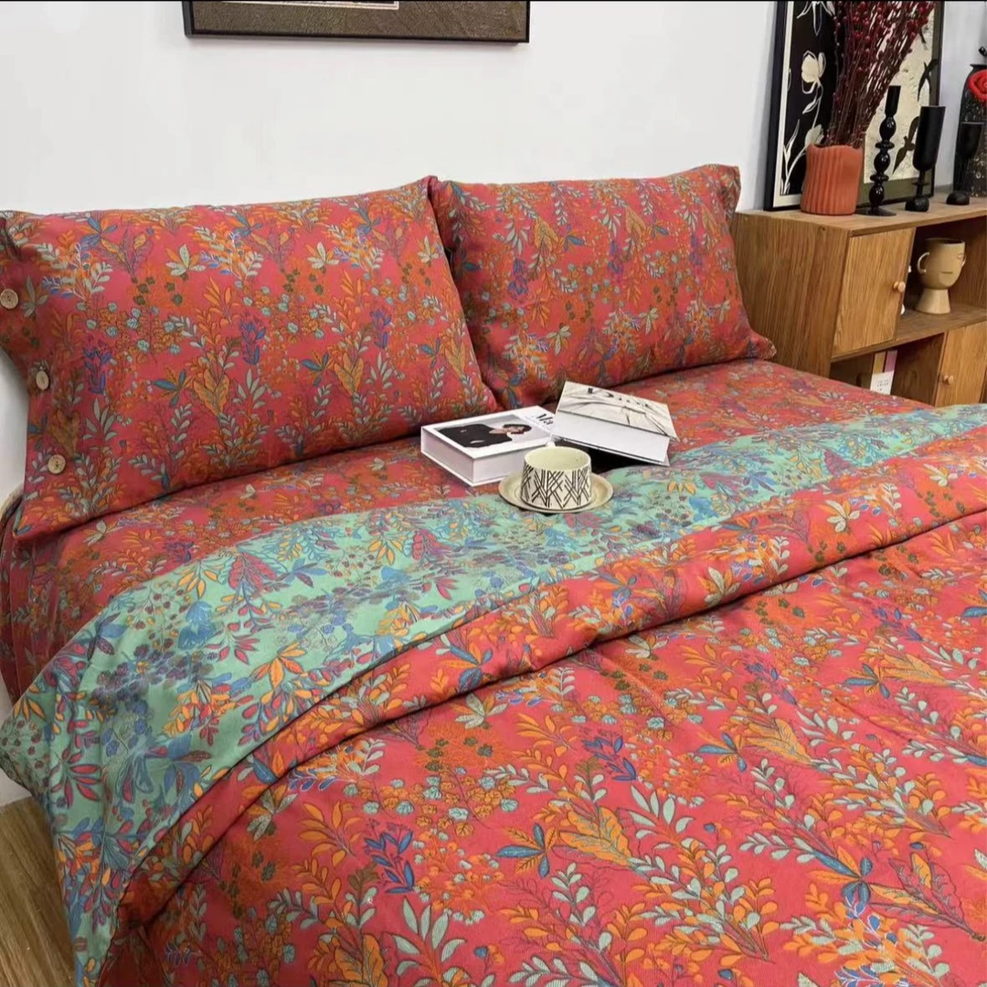 轻奢复古双层纱四件套--花花世界