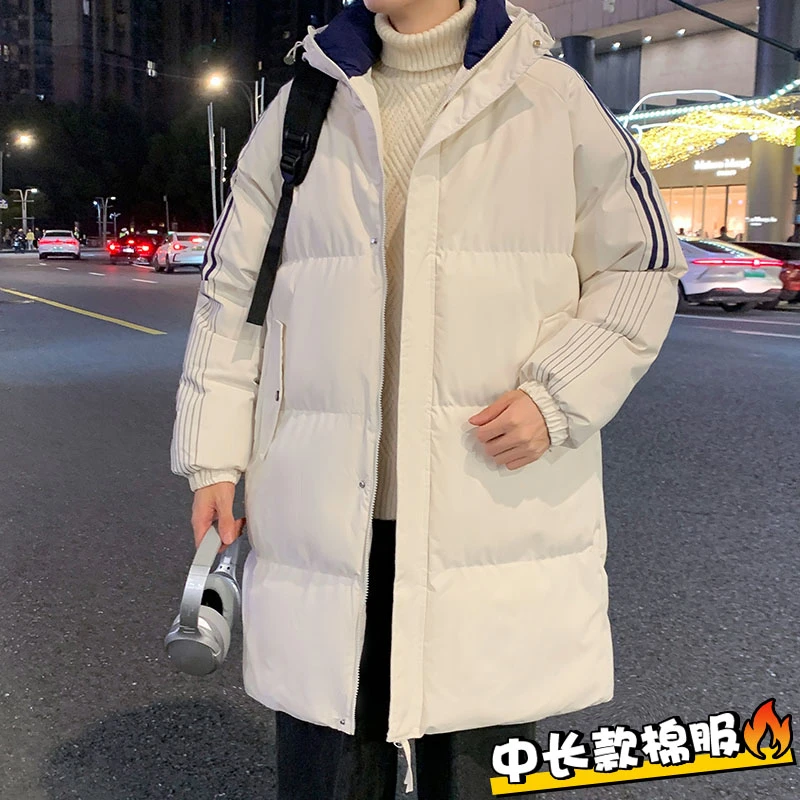 玛斯柏棉衣男士中长款冬季保暖宽松休闲痞帅潮流抗寒连帽加厚棉服