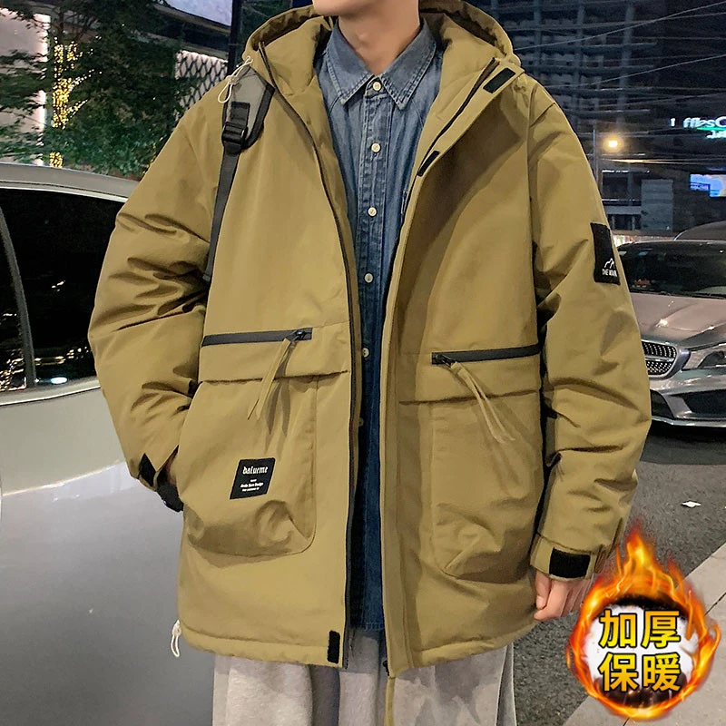 玛斯柏美式工装棉服外套男士秋冬季新款防寒保暖男生连帽棉衣袄子