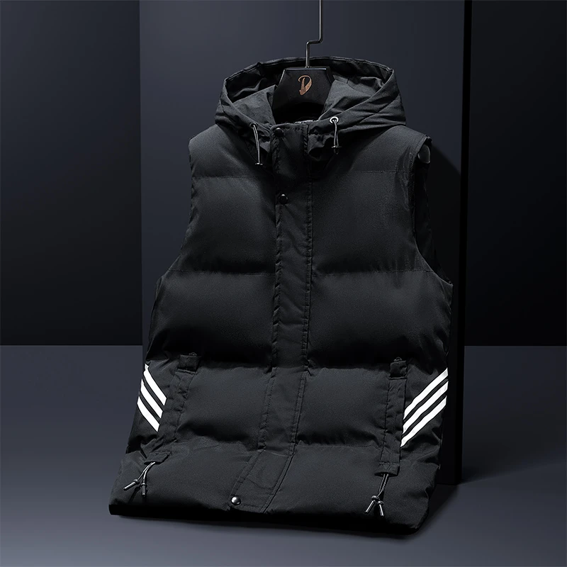 玛斯柏连帽棉马甲外套男士春秋季潮流百搭秋冬款男装无袖坎肩马夹