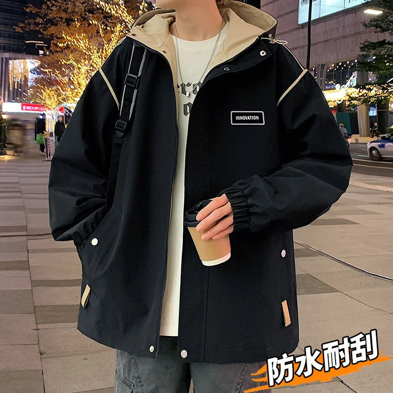 玛斯柏夹克外套男士秋冬季新款潮牌宽松连帽防水休闲百搭男装衣服