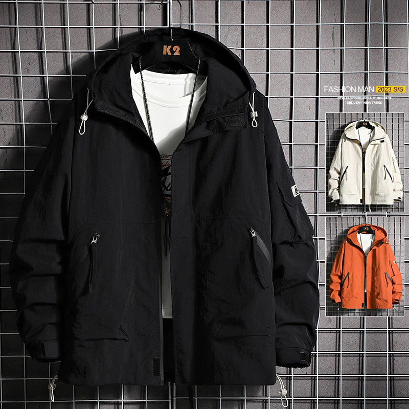 玛斯柏工装外套男士春秋季潮牌连帽上衣男款2025新款休闲男士夹克