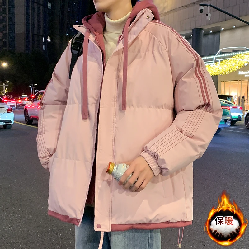 玛斯柏假两件棉衣外套男士冬季防风保暖面包服情侣款潮流男生棉服