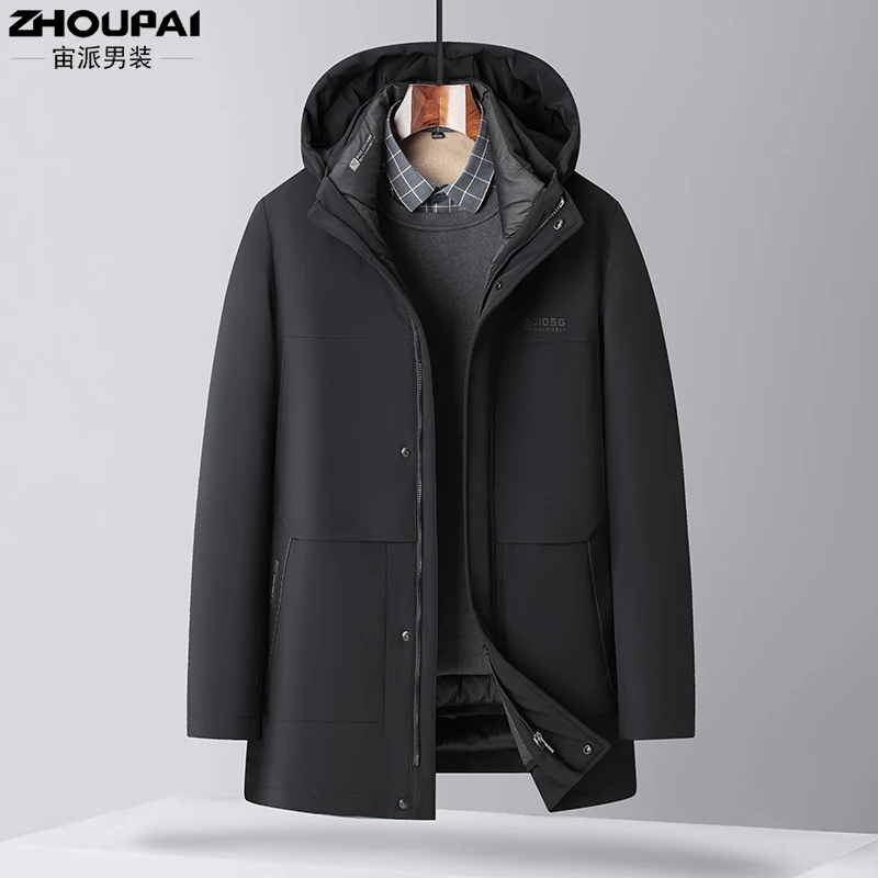 爸爸羽绒服中年男士加厚中长款外套60岁中老年爷爷冬季保暖防寒服