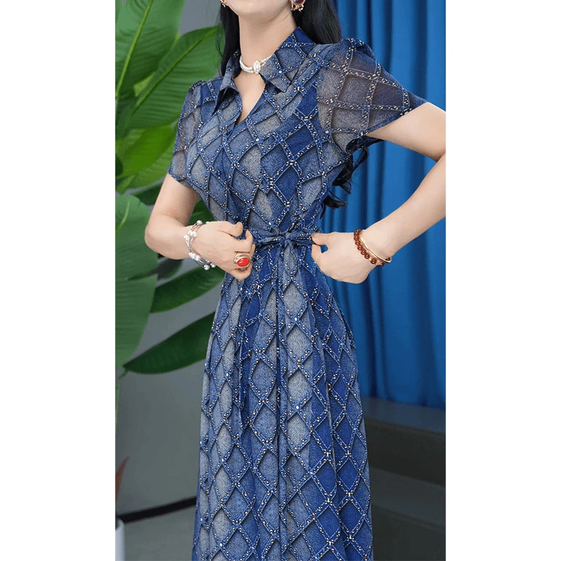 YS-24A27-102 设计感花色桃心领优雅唯美连衣裙M-5XL