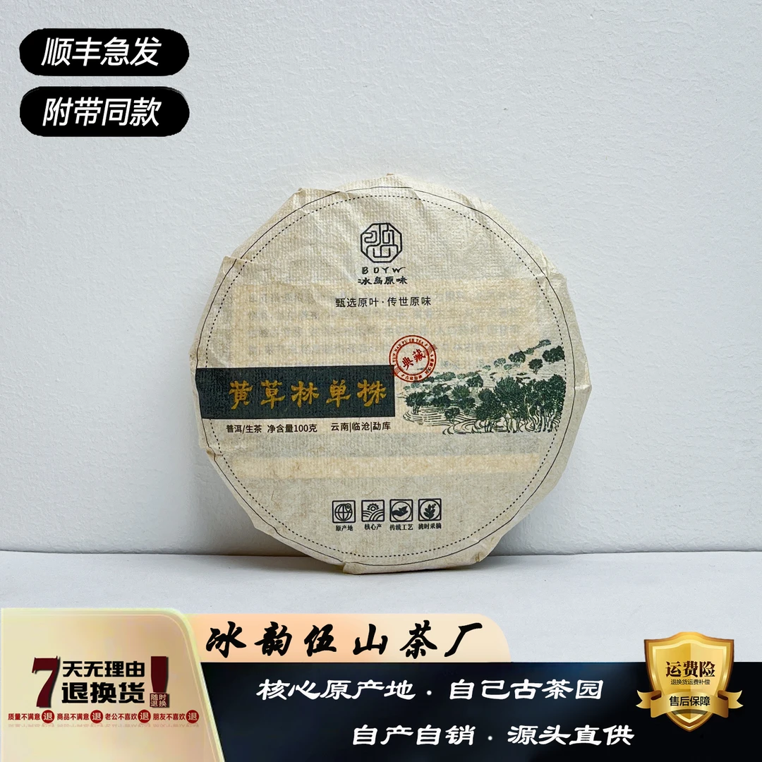 BDYW冰韵伍山 2024年春 黄草林单株 饼茶 普洱生茶
