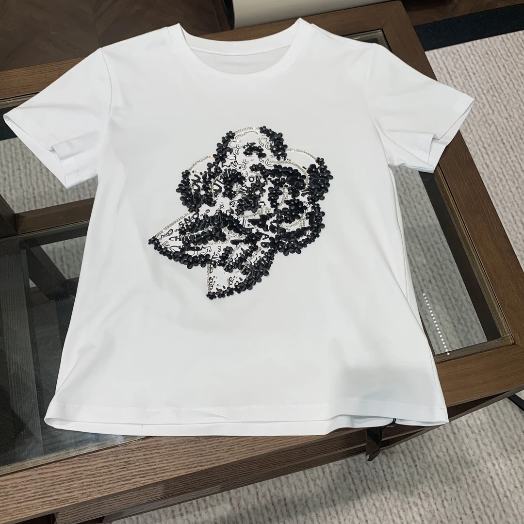 JISI  重工钉珠圆领T恤半袖