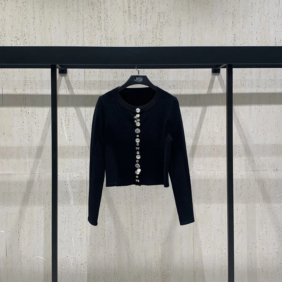 JISI 圆领针织长袖上衣薄外套-MZ24242