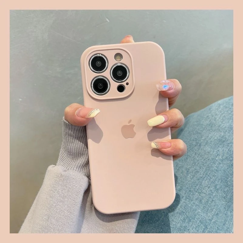 砂粉色苹果15高级感iPhone14液态硅胶13ProMax精孔12全包11手机壳