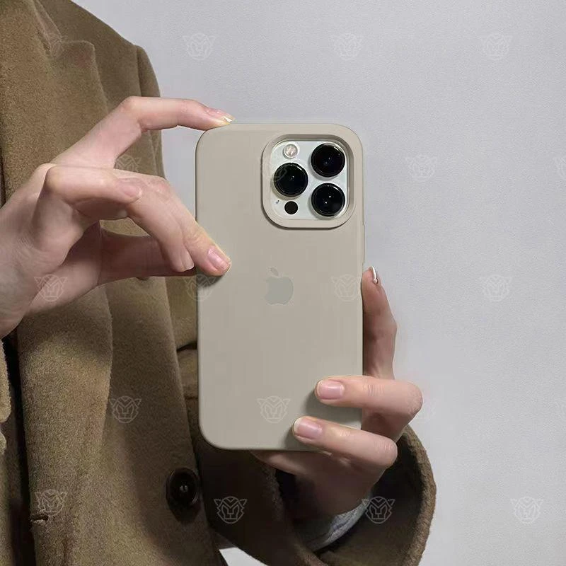 岩石灰苹果15手机壳液态硅胶iPhone14ProMax优品13/12/11纯色防摔