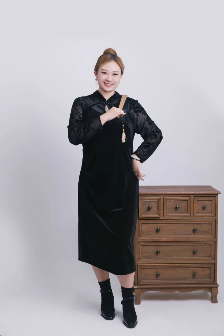 【粉丝福利】新中式连衣裙旗袍气质收腰修身轻奢时尚性感长袖