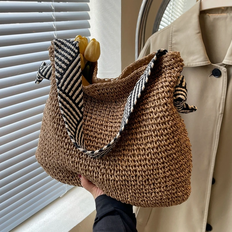 大容量草编包包女夏新款海边度假编织包慵懒风单肩通勤托特包女士
