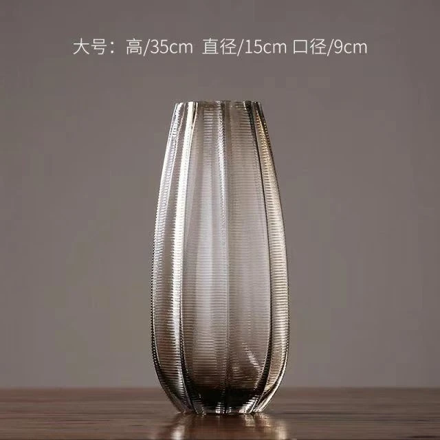 简约美式轻奢条纹花瓶时尚现代家居软装摆件瓷器花卉桌面