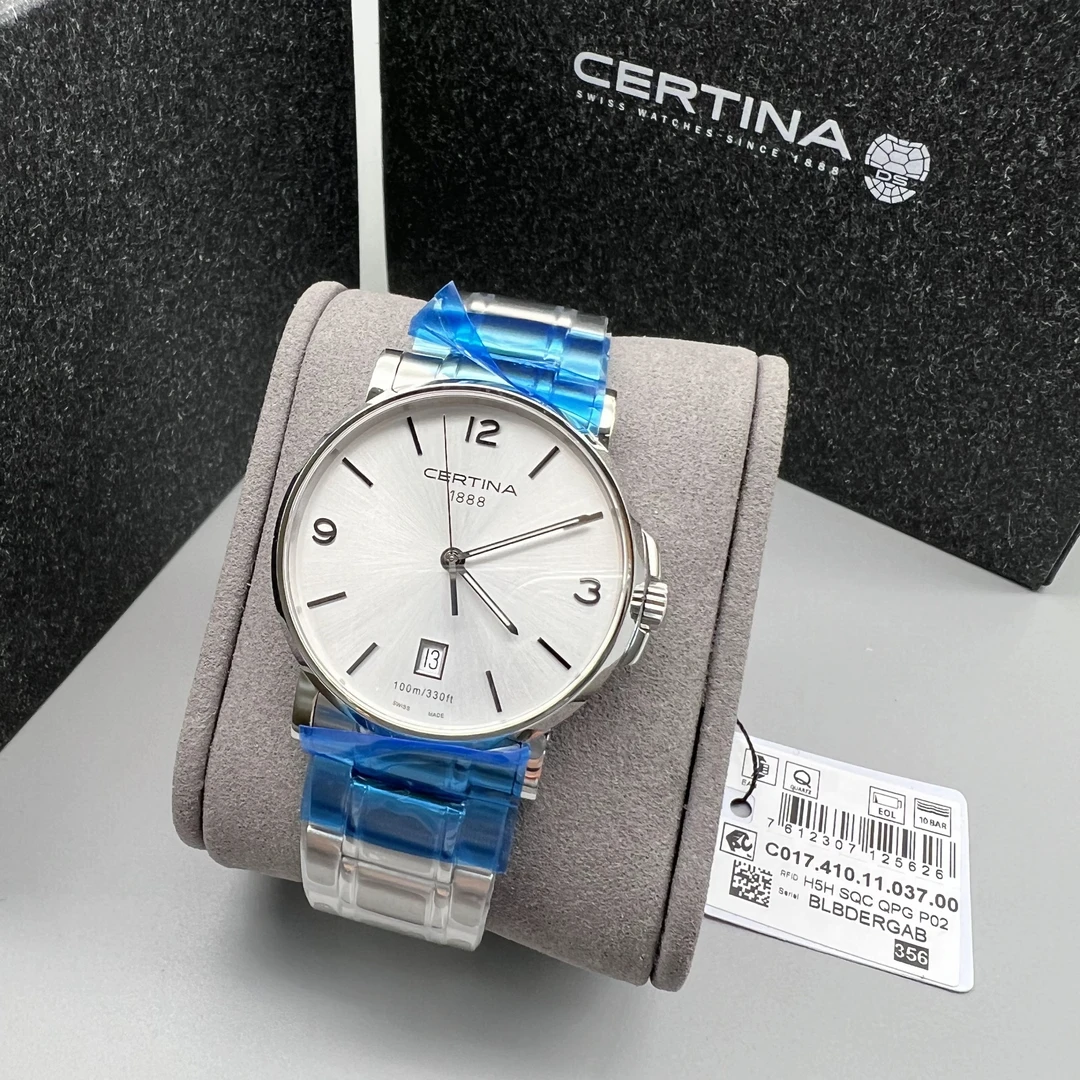 全新未使用 Certina/雪铁纳 C017.410.11.037.00正装银放射石英表
