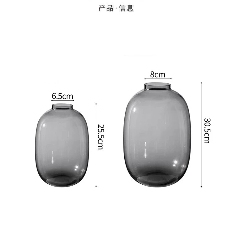 细口玻璃花瓶简约水培高级花瓶摆件现代欧式居家玻璃水培吊钟雪柳