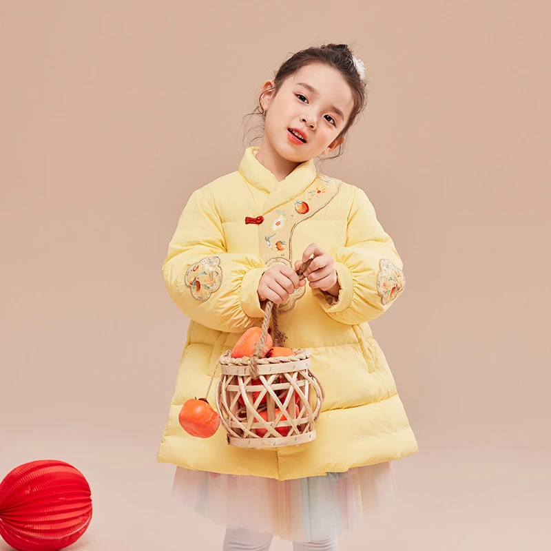 达人专享桃花调【若梦】儿童防风羽绒服中国风保暖冬季