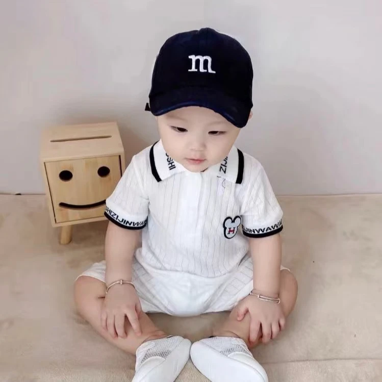【夏季】新生婴幼儿连体哈衣米奇翻领polo薄款透气男女宝宝爬爬衣