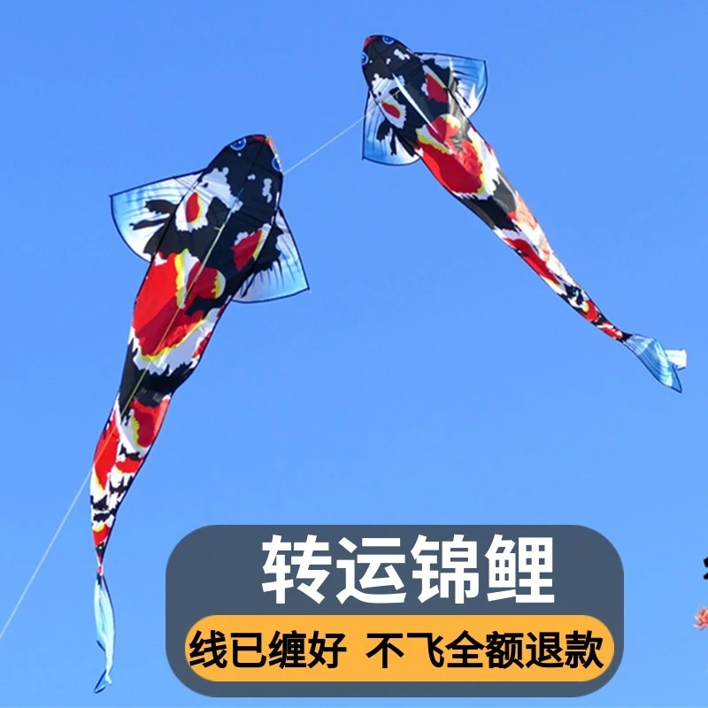 潍坊风筝新款锦鲤大人成人儿童加厚网红大型简单高档微风易飞线轮