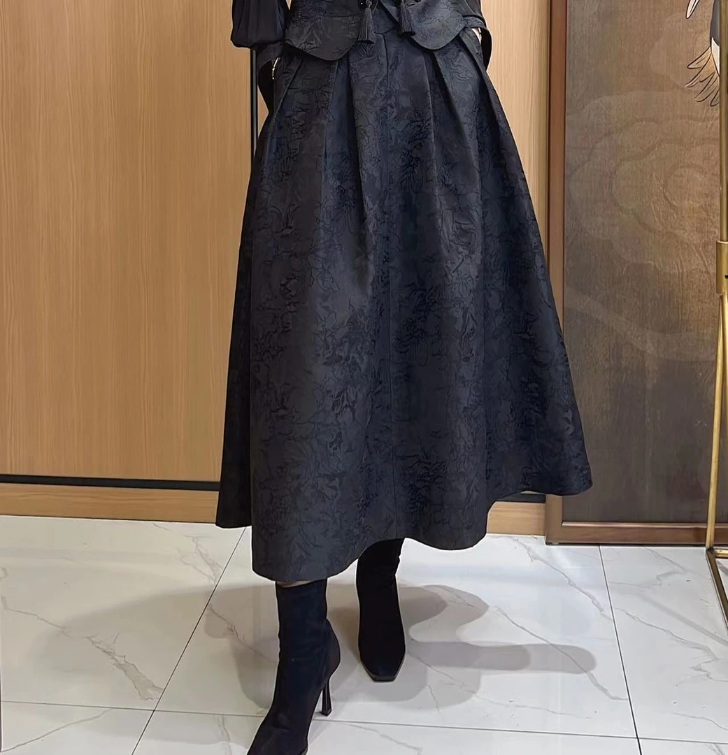 【语辰原创】YC 22289 新中式国风刺绣复古设计师款秋冬半裙