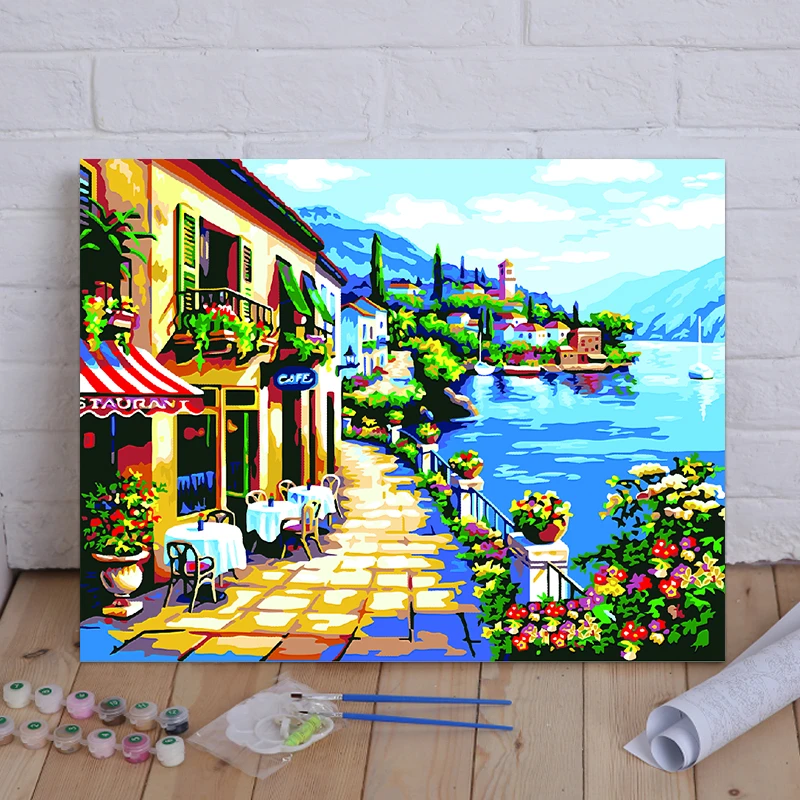 数字油画DIY解压零基础简约大气填色画家丙烯作品质感展示大号
