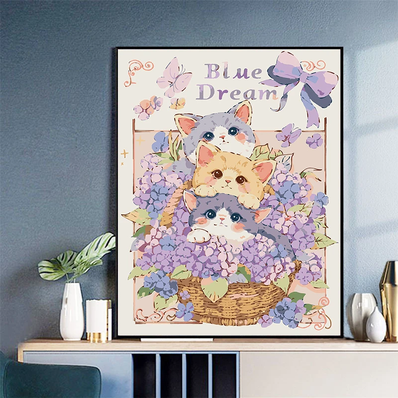 数字油画DIY装饰画动物猫咪解压填色零基础熊猫礼物卧室客厅摆件