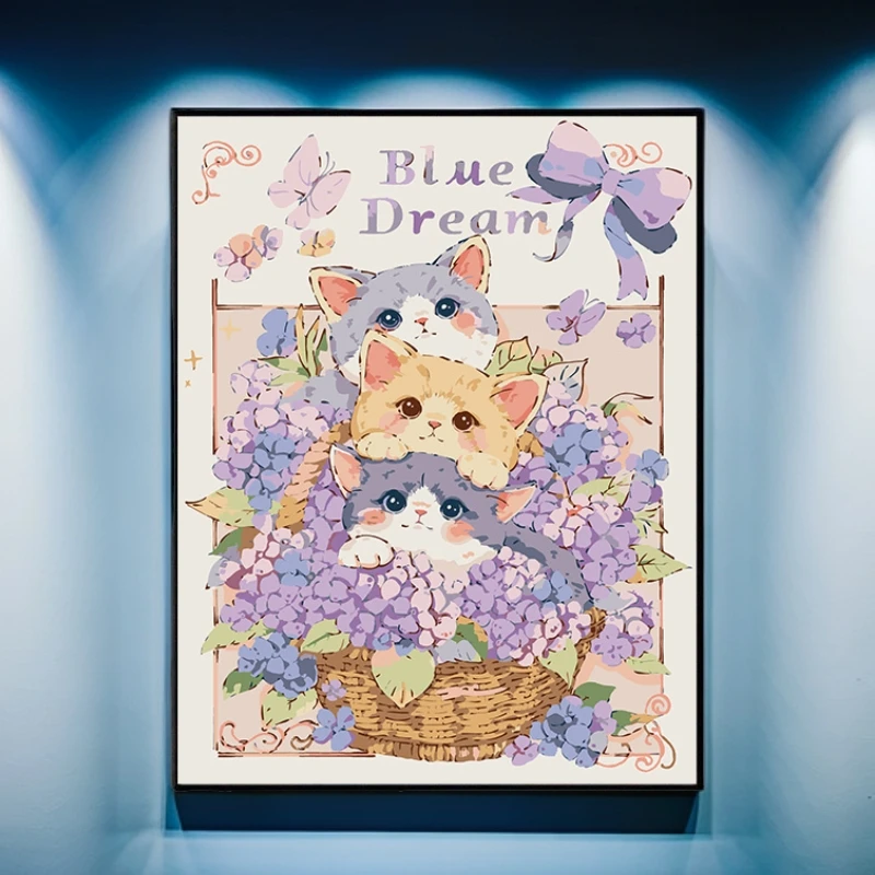 数字油画猫咪风景卡通花卉人物手工填色油画填色数字填色