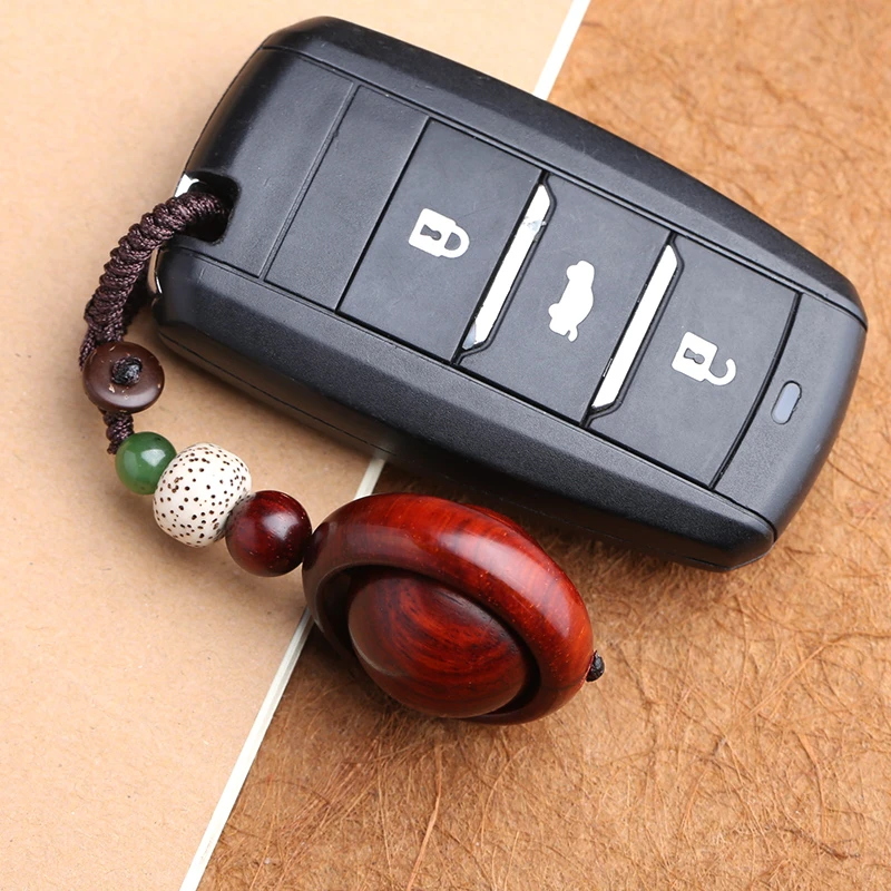 红木挂件吊坠时尚石来运转高档汽车钥匙扣非洲紫檀木手工高油高密